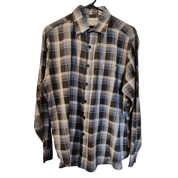 Vintage Men's Store Plaid Button Down Long Sleeve Shirt Large 16-16 1/2 - Picture 1 of 8